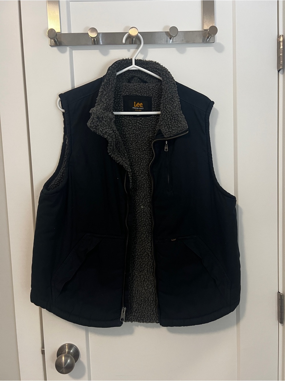 Lee Black Vest with Gray Sherpa Lining